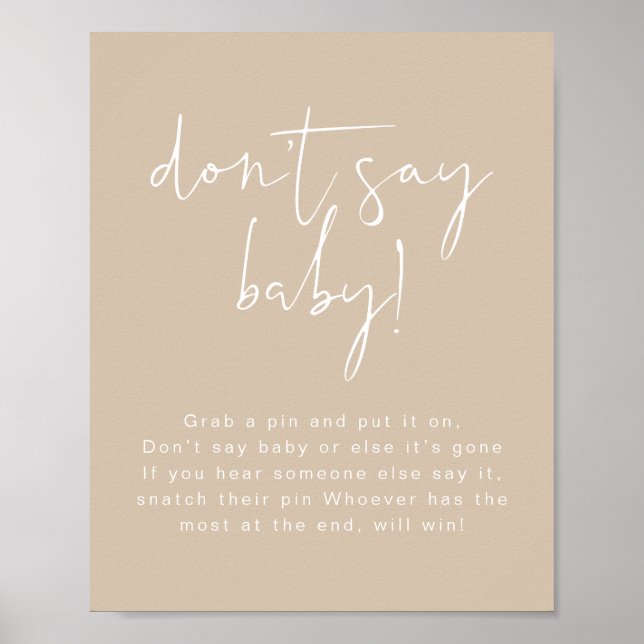 INDIE Boho Earth Toned Beige Säg inte att Baby skr Poster (Framsidan)