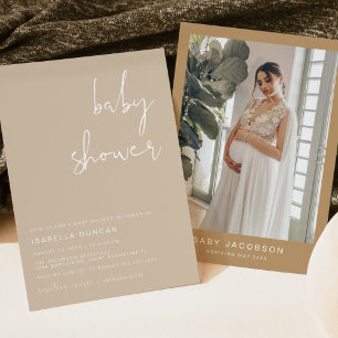 INDIE Boho Jordtonad Beige Bebis Shower Inbjudan