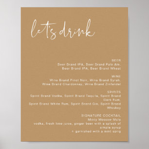 INDIE Boho Jordtonad Let's Drink Bar Meny Skylt