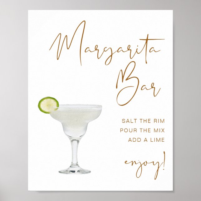INDIE Boho Minimalist Barskylt för Margarita Poster (Framsidan)