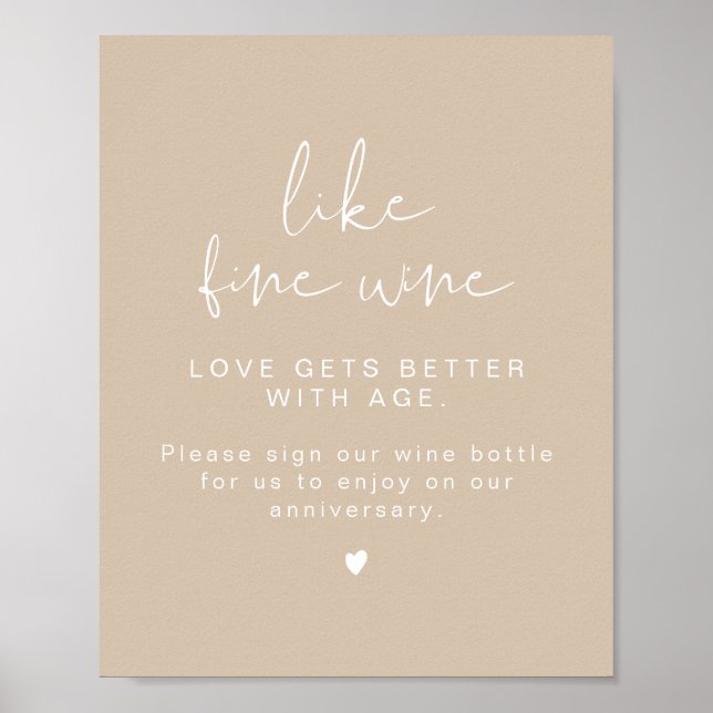 INDIE Boho Minimalist Vin Bröllop Guestbook-tecken Poster (Framsidan)