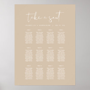INDIE Modern Bohemian Beige Bröllop, sittdiagram Poster