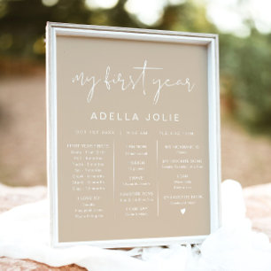 INDIE Modern Boho Beige Första årets milstolpe Poster