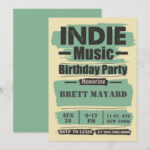 Indie Music Födelsedagsfest Inbjudningar
