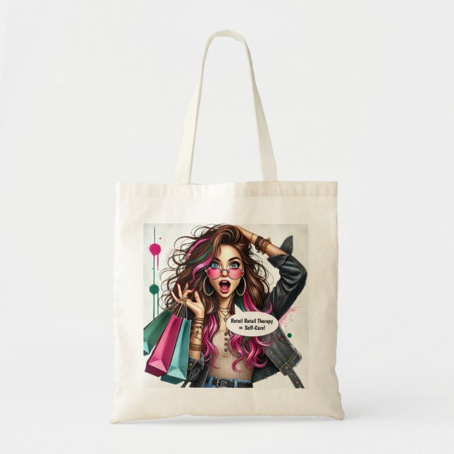 🛍 Indie Shopping Spree - Personlig Tote Bag Tygkasse (Framsidan)