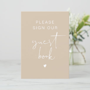 INDIE Simple Bohemian Beige Cream Guest Bok Sign Inbjudningar