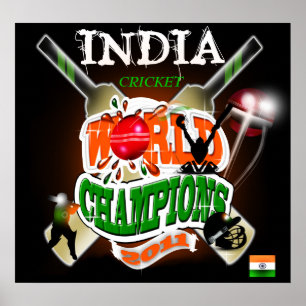 Indien 2011 ICC Cricket Vm Champions Poster