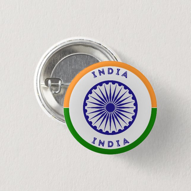 Indien Ashoka Chakra Circle Shape Knapp (Framsida & baksida)