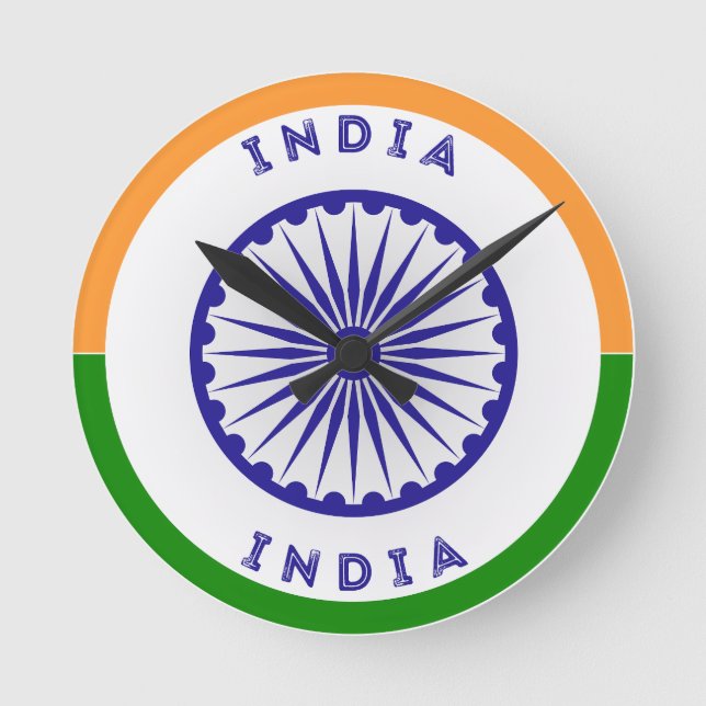Indien Ashoka Chakra Circle Shape Rund Klocka (Framsida)