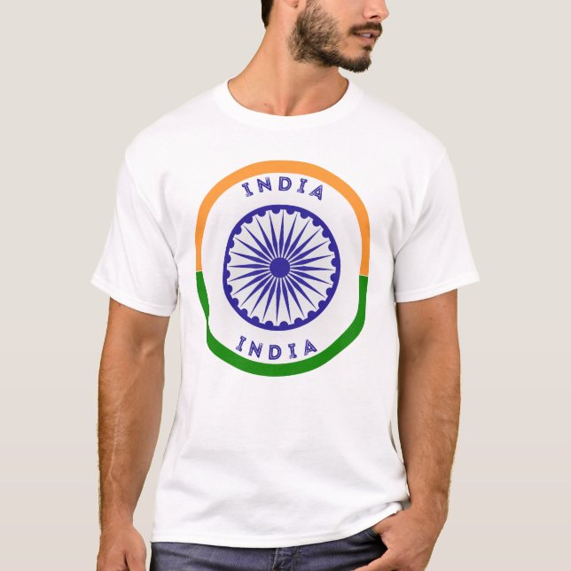 Indien Ashoka Chakra Circle Shape T Shirt (Framsida)