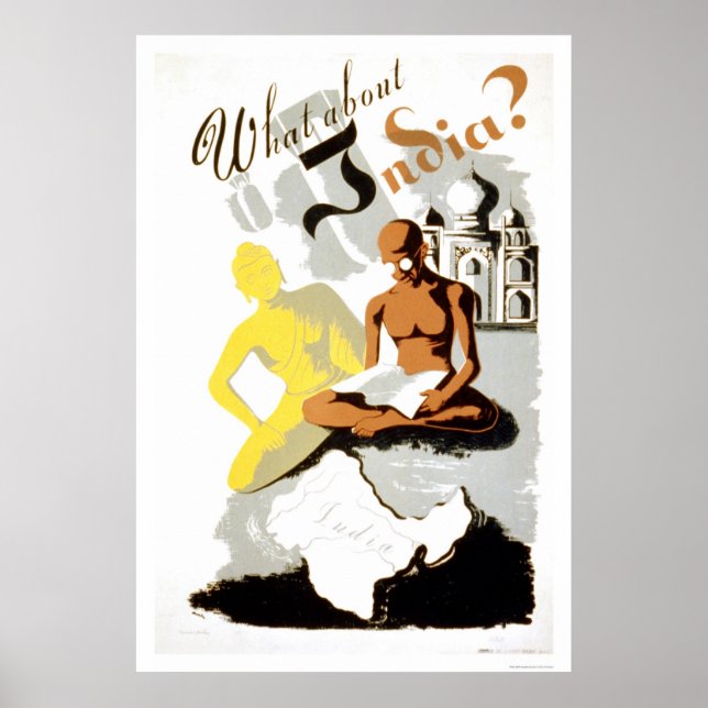 Indien Buddha Gandhi 1941 WPA Poster (Framsidan)