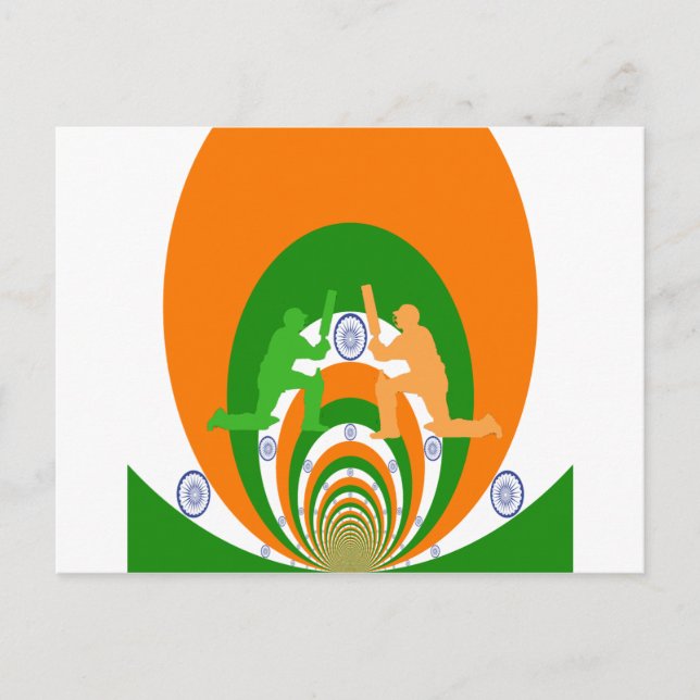 Indien Cricket Ande: Abstrakt Design Vykort (Framsida)