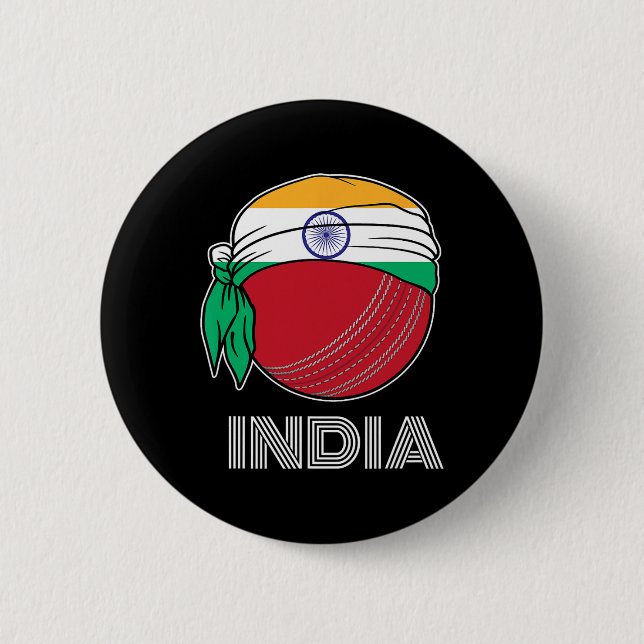 Indien Cricket Fan Shirts Fans Present Kit Indisk  Knapp (Framsida)
