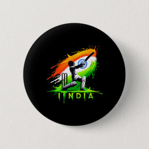 Indien Cricket Indisk Cricket Fan Knapp
