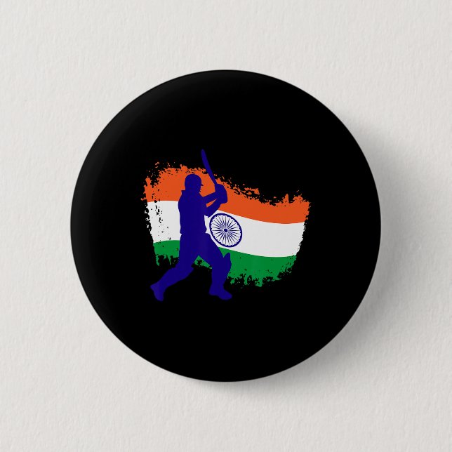 Indien Cricket Jersey Indisk Tsman Cricket Flagga  Knapp (Framsida)