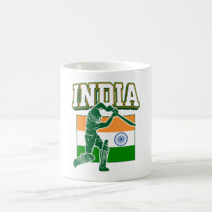 Indien Cricket med indisk Flagga Gift Kaffemugg