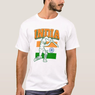 Indien Cricket med indisk Flagga Gift T Shirt