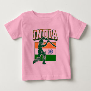 Indien Cricket med indisk Flagga Gift T Shirt