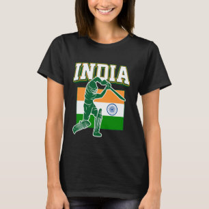 Indien Cricket med indisk Flagga Gift T Shirt