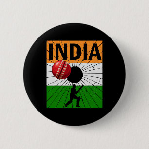 Indien Cricket Med Indisk Flagga Penseldrag Ashoka Knapp