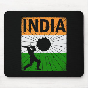 Indien Cricket Med Indisk Flagga Penseldrag Ashoka Musmatta