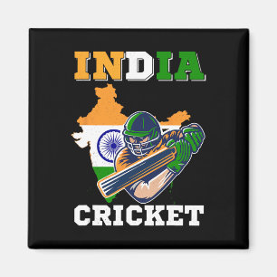 Indien Cricket Spelare Flagga Tröja Indisk Sport Magnet