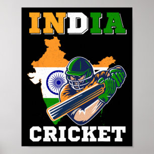 Indien Cricket Spelare Flagga Tröja Indiska Sporte Poster