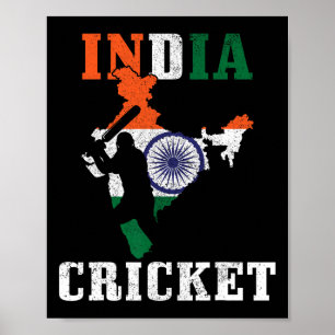 Indien Cricket Spelare Sport Indisk Flagga Cricket Poster