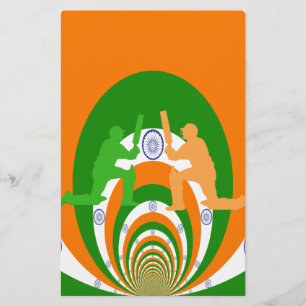 Indien Cricket Spirit: Abstrakt design Brevpapper