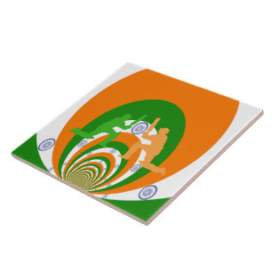 Indien Cricket Spirit: Abstrakt design Kakelplatta