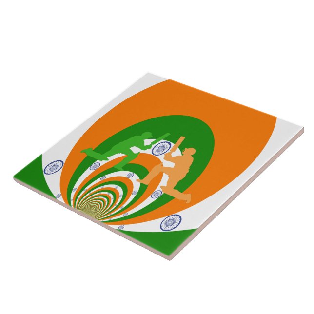 Indien Cricket Spirit: Abstrakt design Kakelplatta (Sidan)