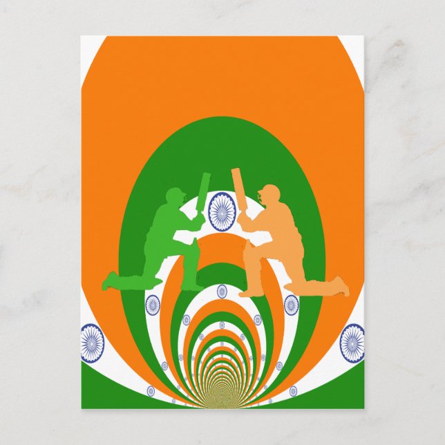 Indien Cricket Spirit: Abstrakt design Vykort (Framsida)
