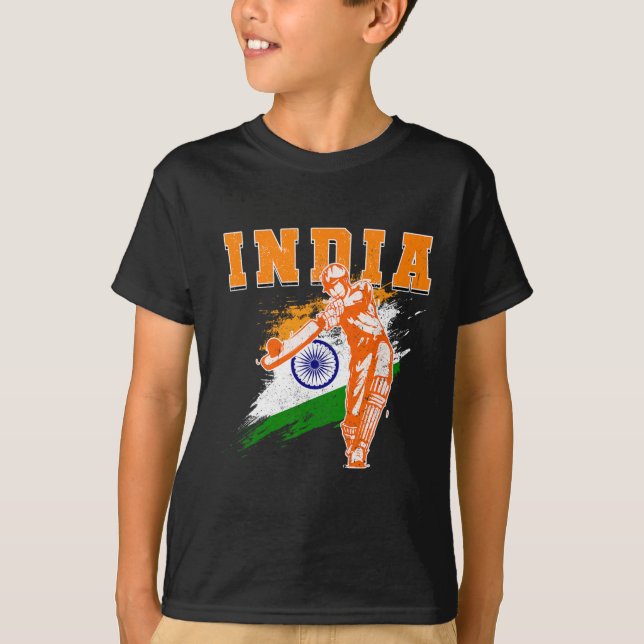Indien Cricket Supportrar Jersey Bharath Cricket F T Shirt (Framsida)