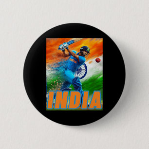 Indien cricket-supportrars t-shirt - Indisk cricke Knapp