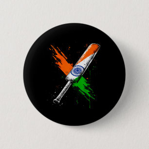 Indien Cricket T Cricket Warrior Brittisk Flagga C Knapp