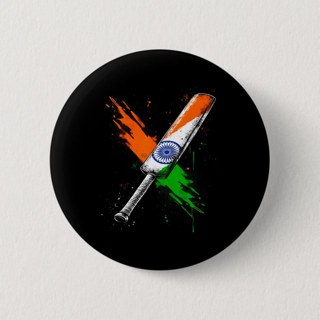 Indien Cricket T Cricket Warrior Brittisk Flagga C Knapp (Framsida)