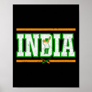 Indien Cricket T-shirt Indiens nationella cricketl Poster