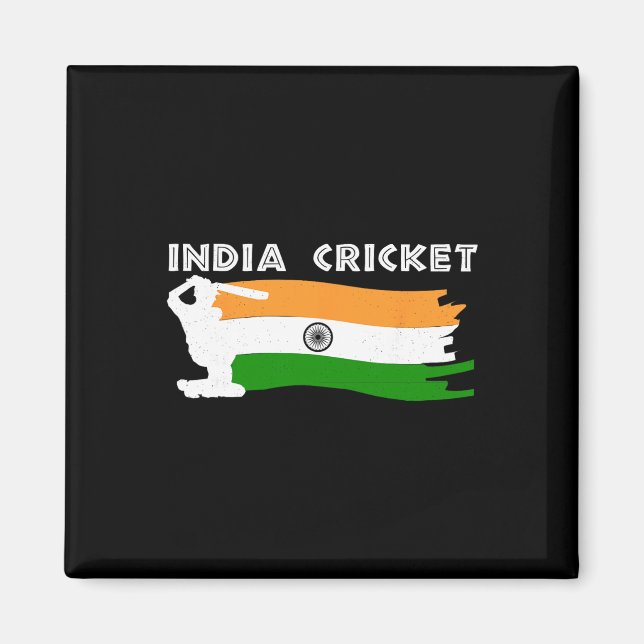 Indien Cricket Tröja Med Indisk Flagga Present  Magnet (Framsidan)