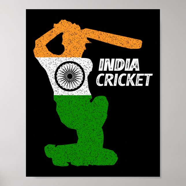 Indien cricket Tsman Boundary Shot Med Indisk Flag Poster (Framsidan)