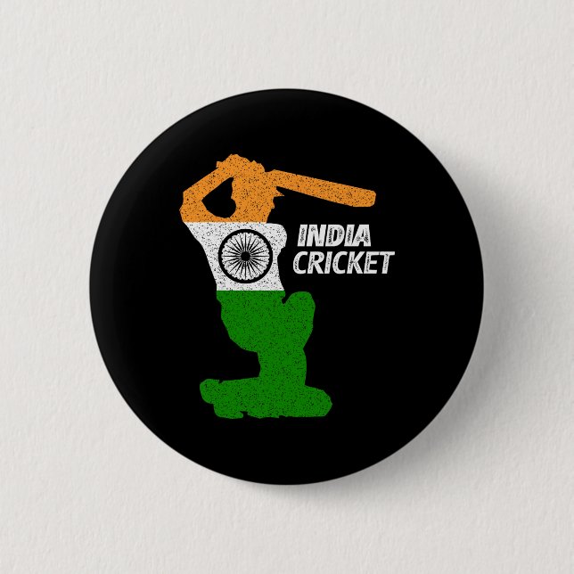 Indien Cricket Tsman Gräns Skott Med Indisk Flagga Knapp (Framsida)