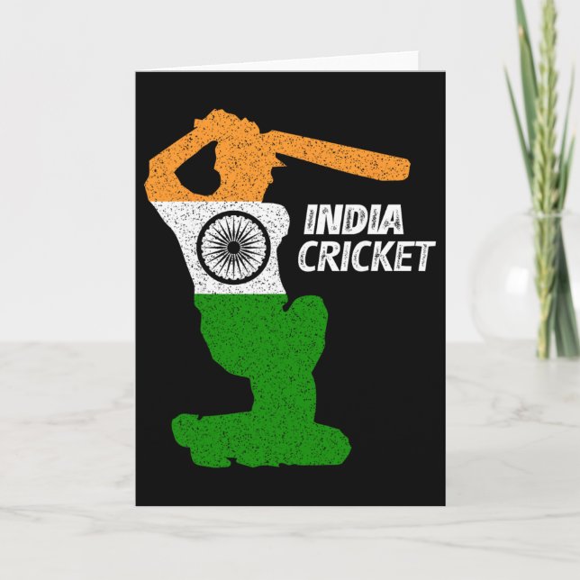 Indien Cricket Tsman Gräns Skott Med Indisk Flagga Kort (Framsida)