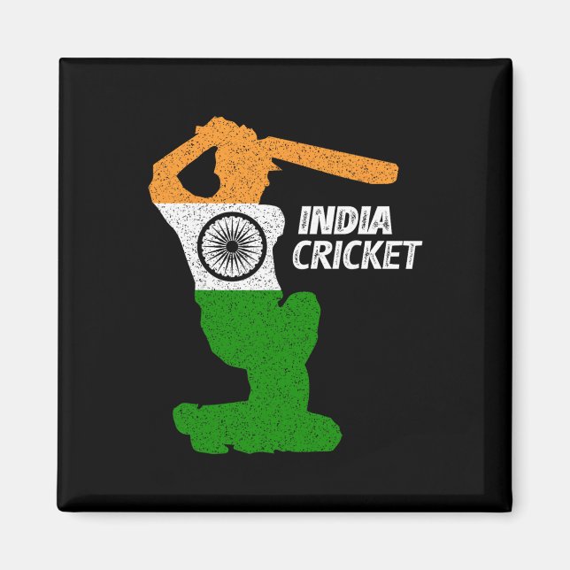 Indien Cricket Tsman Gräns Skott Med Indisk Flagga Magnet (Framsidan)
