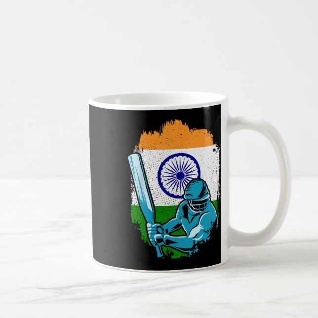Indien Cricketspelare Indisk Flagga Cricket Fan  Kaffemugg (Höger)
