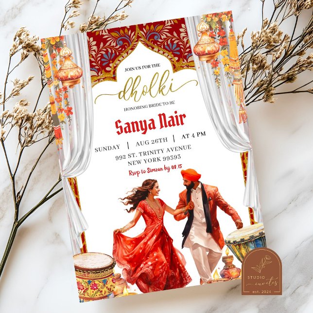 Indien Dholki Night Sangeet Bröllop Inbjudningar (Skapare uppladdad)