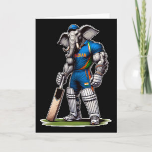 Indien Elefant Cricketspelare Cricketer Kort