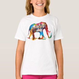 Indien Elefant Vintage resor Kärlek vattenfärg T Shirt