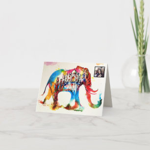 Indien Elephant Vintage resor Kärlek Watercolor Helgkort