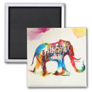 Indien Elephant Vintage resor Kärlek Watercolor Magnet
