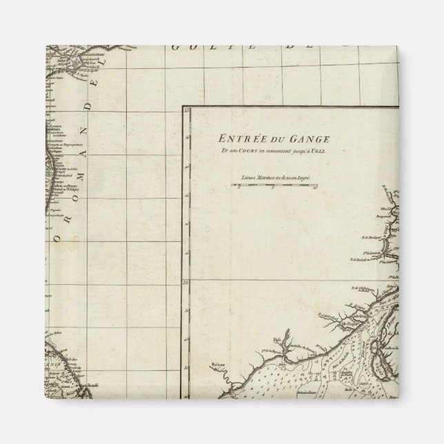 Indien Engraved Karta Magnet (Framsidan)