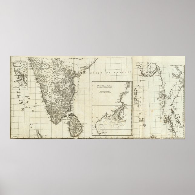 Indien Engraved Karta Poster (Framsidan)